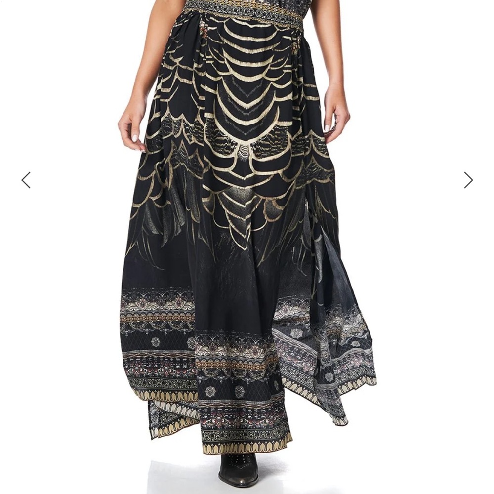 Camilla elastic waist skirt with splits- Under A Full Moon